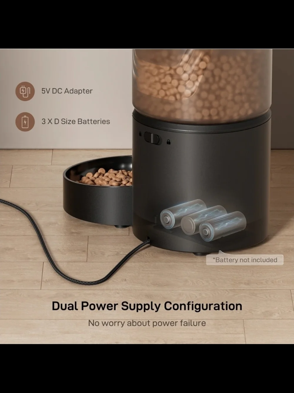 Programmable Automatic Pet Feeder - Black NEW